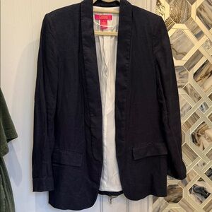 Catherine Malandrino Navy Blue Linen Blazer Sz 8